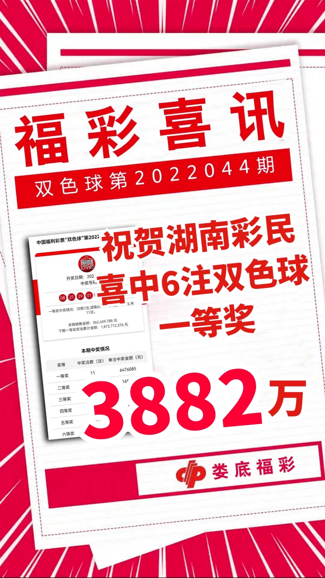 湖南彩民喜中双色球2017118期8注大奖，幸运降临，共铸辉煌